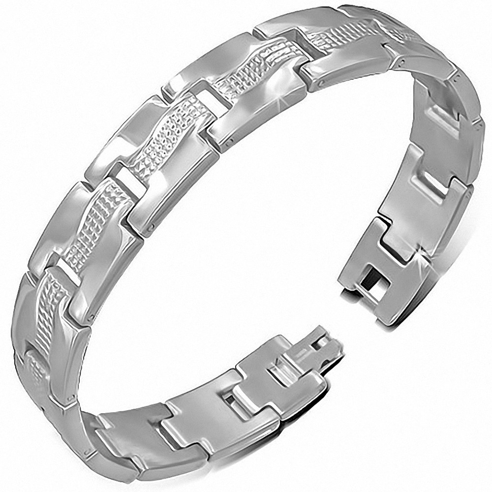 Bracelet homme acier grilles maille panthère