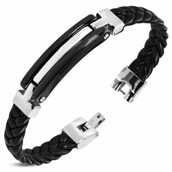 Bracelet homme similicuir noir tressé