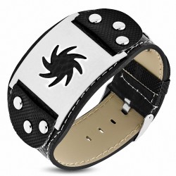 Bracelet homme cuir PVC ceinture plaque étoile de ninja