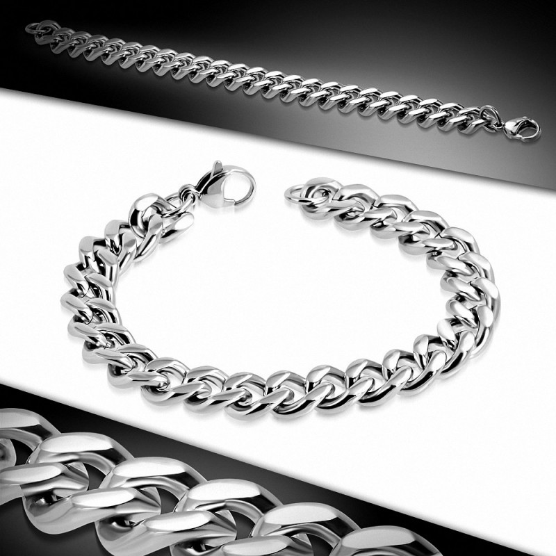 Bracelet homme acier maille cubaine largeur 11 mm