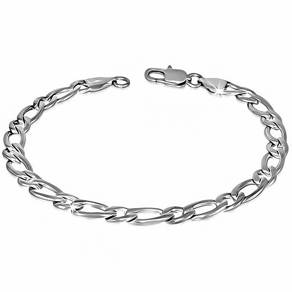 Bracelet homme acier maille figaro largeur 6 mm