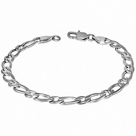 Bracelet homme acier maille figaro largeur 6 mm