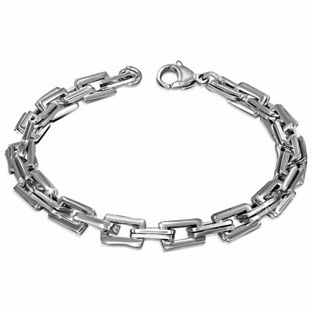 Bracelet homme acier maillons rectangulaires