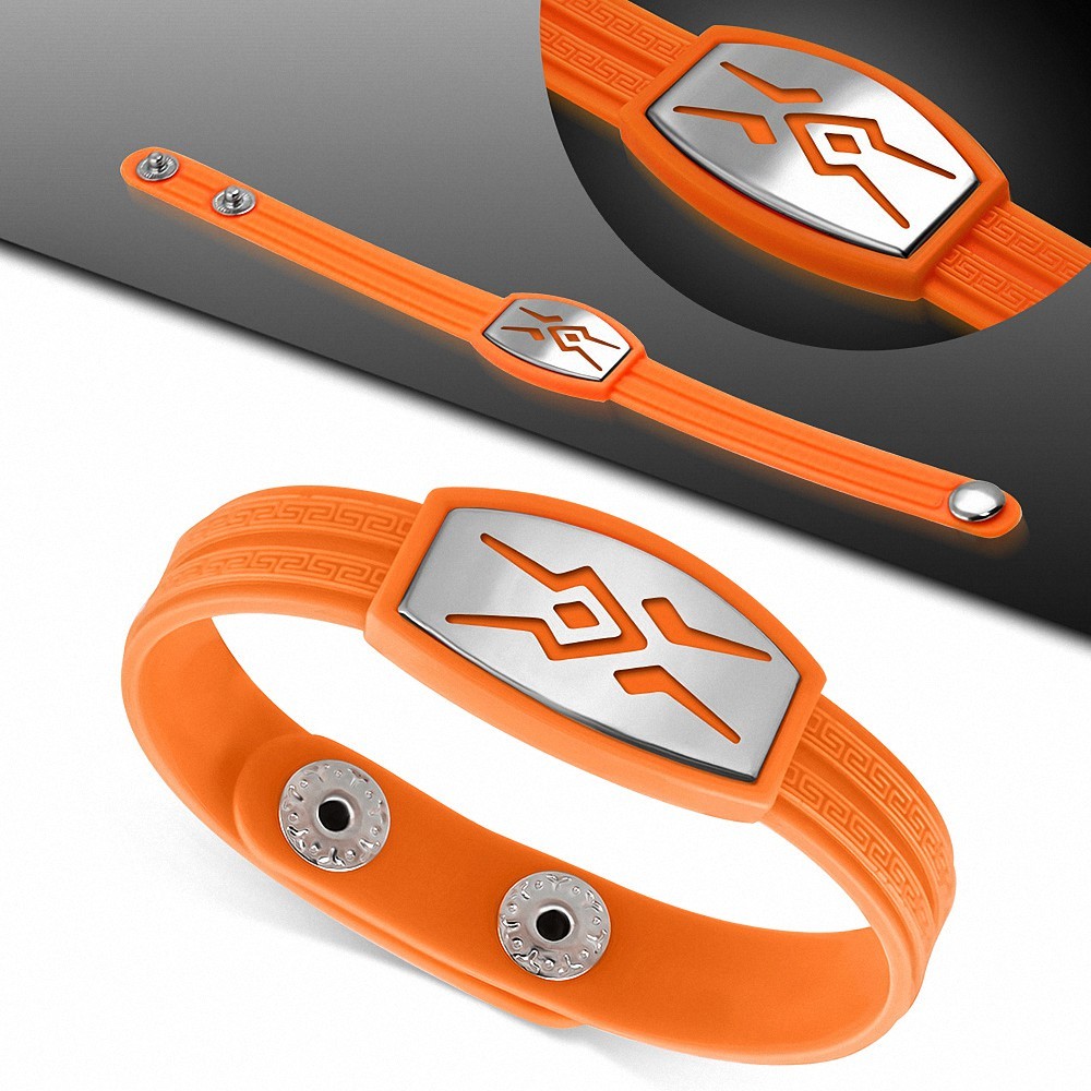 Bracelet homme watch caoutchouc orange  symbole tribal