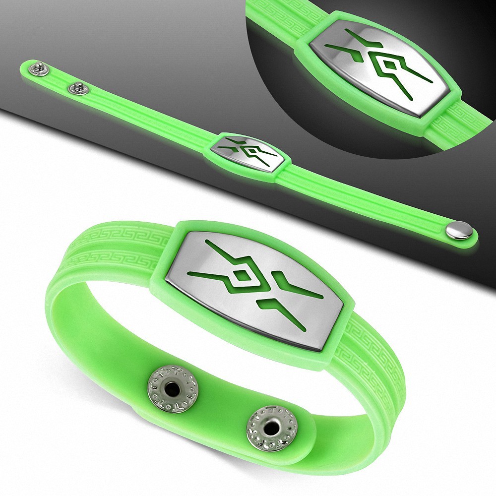 Bracelet homme watch caoutchouc vert clair tribal