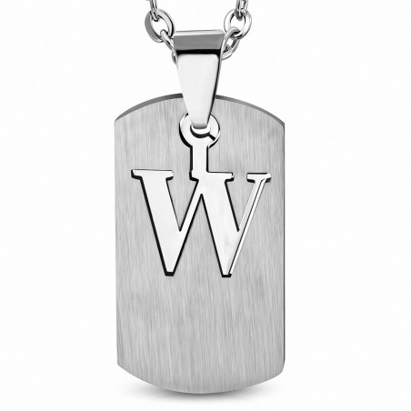 Pendentif homme plaque lettre W