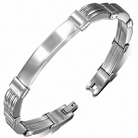 Bracelet pour hommes plaque identité en acier inoxydable