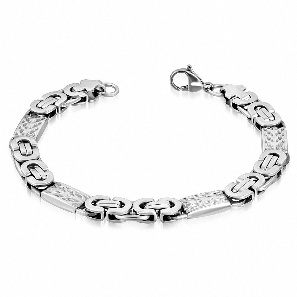 Bracelet homme acier argenté maille byzantine largeur 8 mm