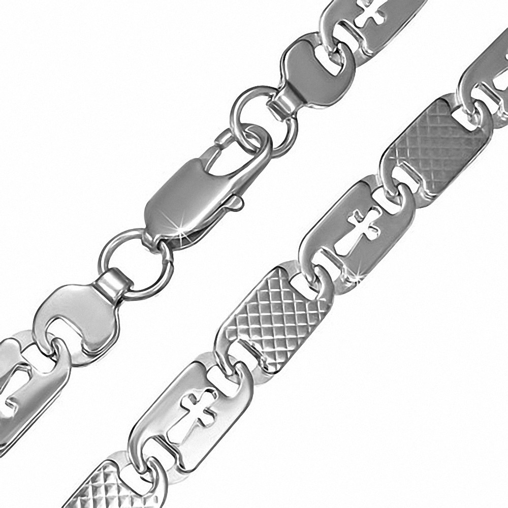 Chaine pour hommes en acier maille fantaisie croix 62 cm x 8 mm