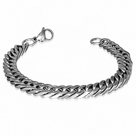 Bracelet hommes en acier avec maille cubaine largeur 9 mm