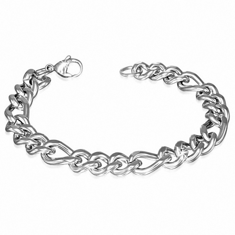 Bracelet pour hommes en acier argenté maille cubaine de 9 mm