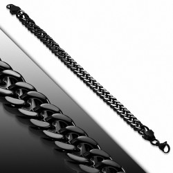 Bracelet pour hommes en acier noir maille franco de 9 mm