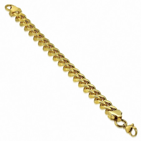 Bracelet pour hommes en acier doré maille cubaine de 13 mm