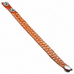 Bracelet homme cuir orange et sable