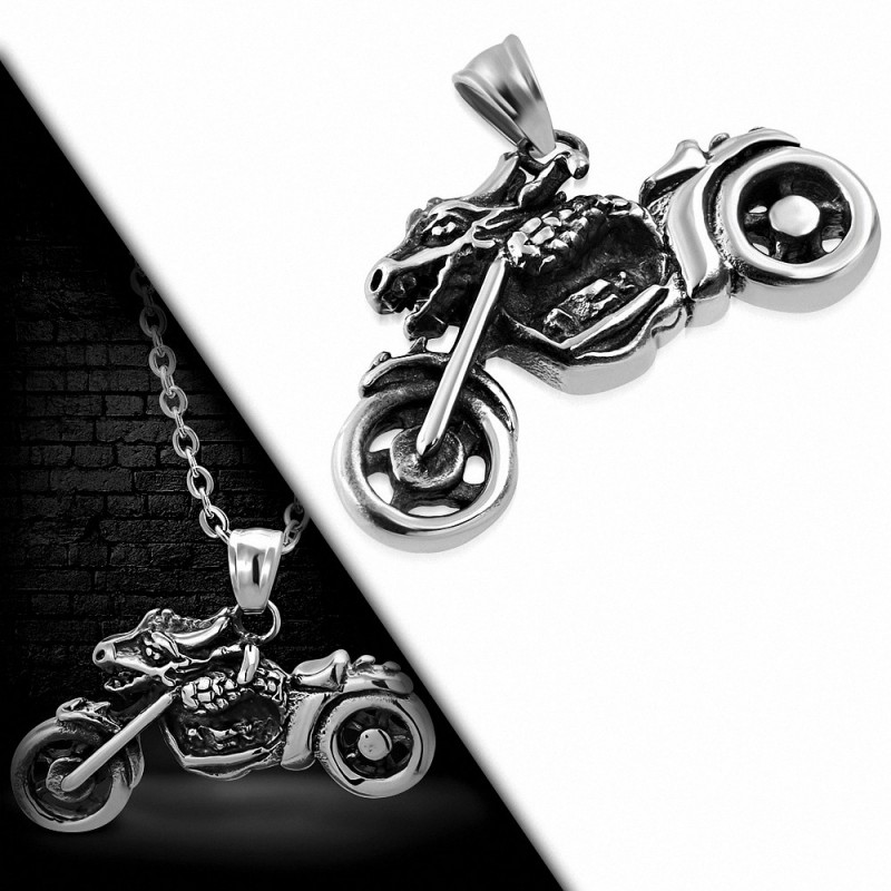 Pendentif homme biker moto dragon