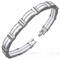 Bracelet homme acier et caoutchouc blanc