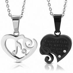 Pendentif couple musique noir/argenté