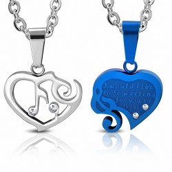 Pendentif couple musique bleu/argenté